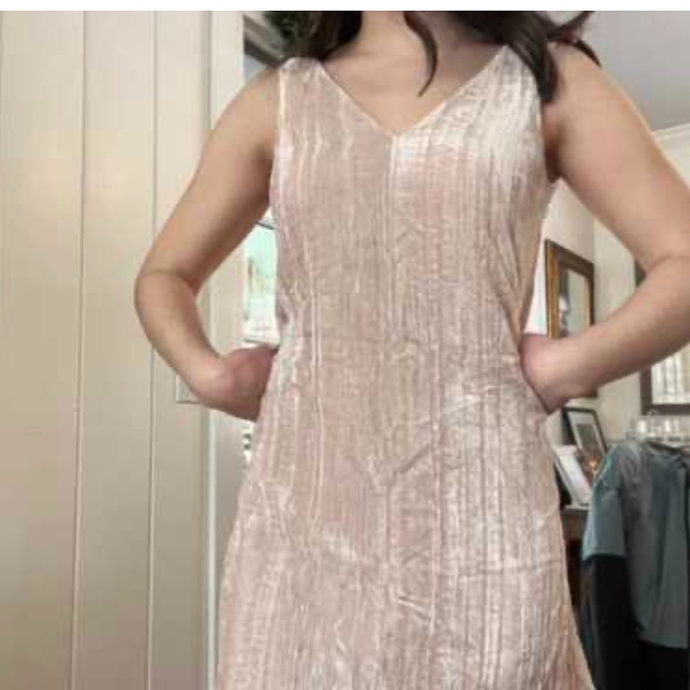 LOFT Textured Cream Midi Dress